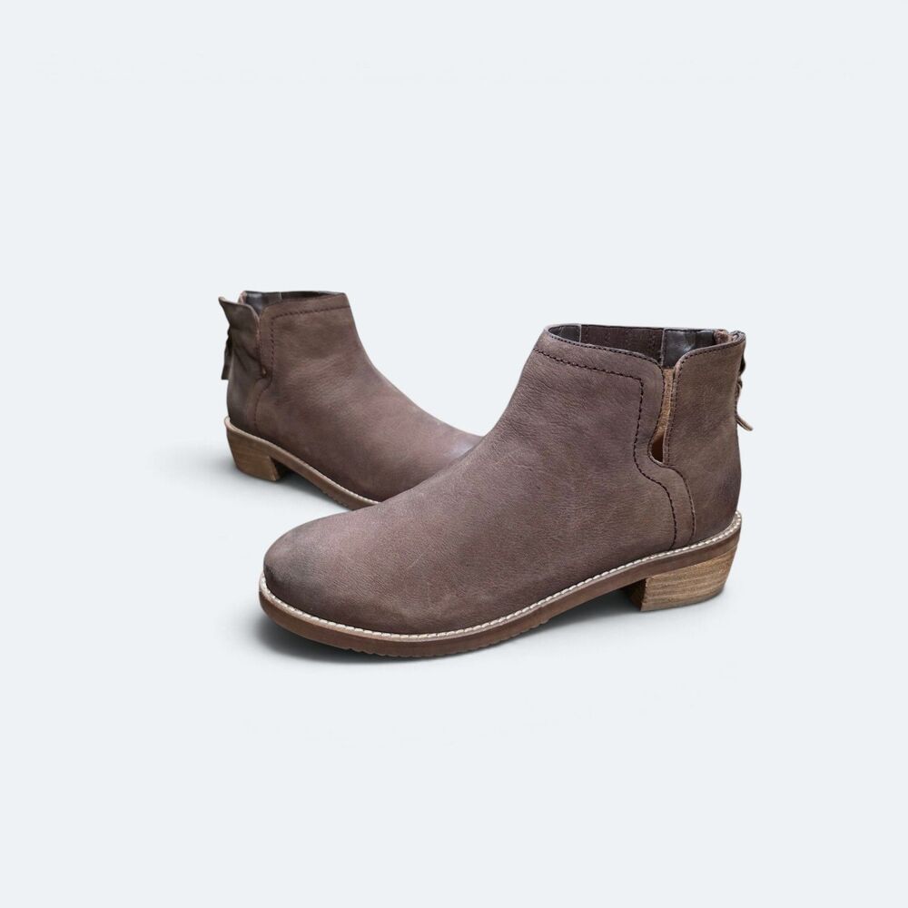 SoftWalk Ramona Ankle Booties Size 7M Brown Leather Back Zip Comfort Boots